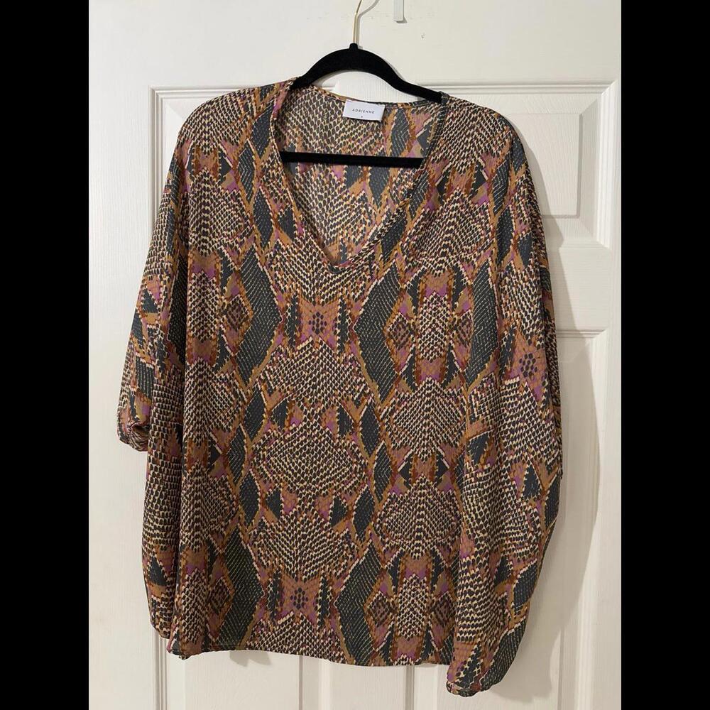 Adrienne Oversized Snake Skin Print Top Size small